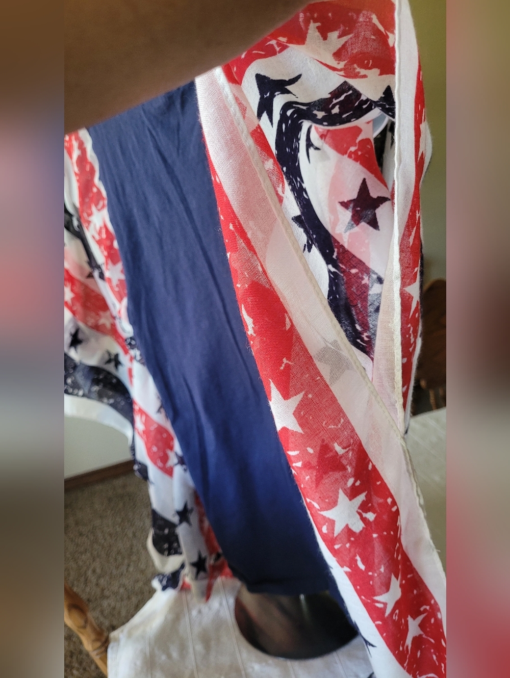 Bella Canvas Stars & Stripes Forever Navy Blue Patriotic Tee With Scarf Sleeves - Picture 3 of 4